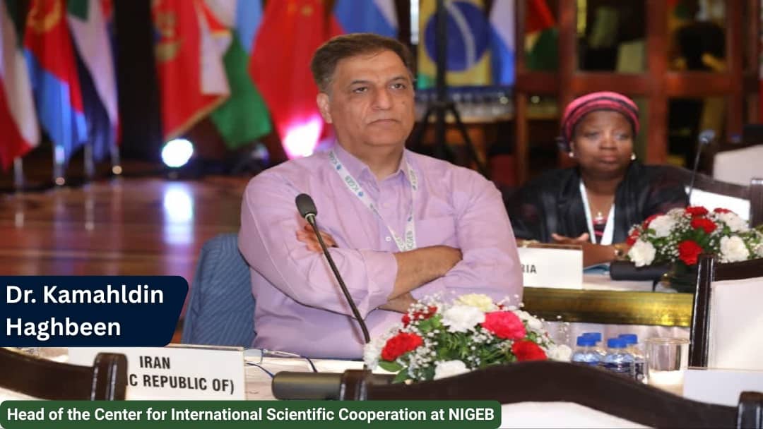 Dr. Kamahldin Haghbeen, Head of International Scientific Collaborations at NIGEB, at the 31st ICGEB Board of Governors Meeting in New Delhi.